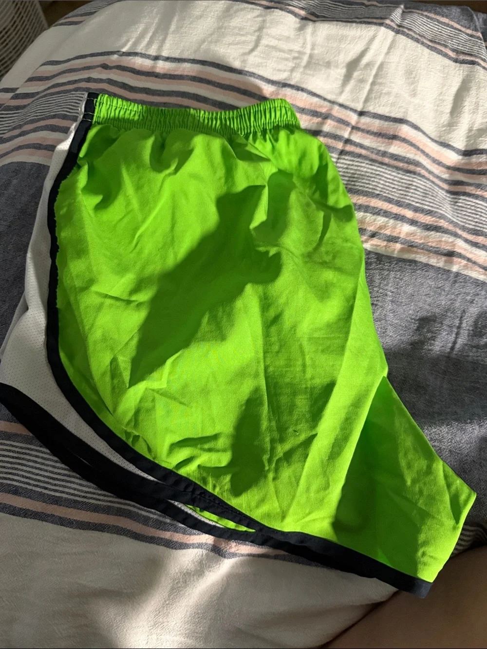 Nike Women's Bright Lime Athletic Shorts with Black Trim